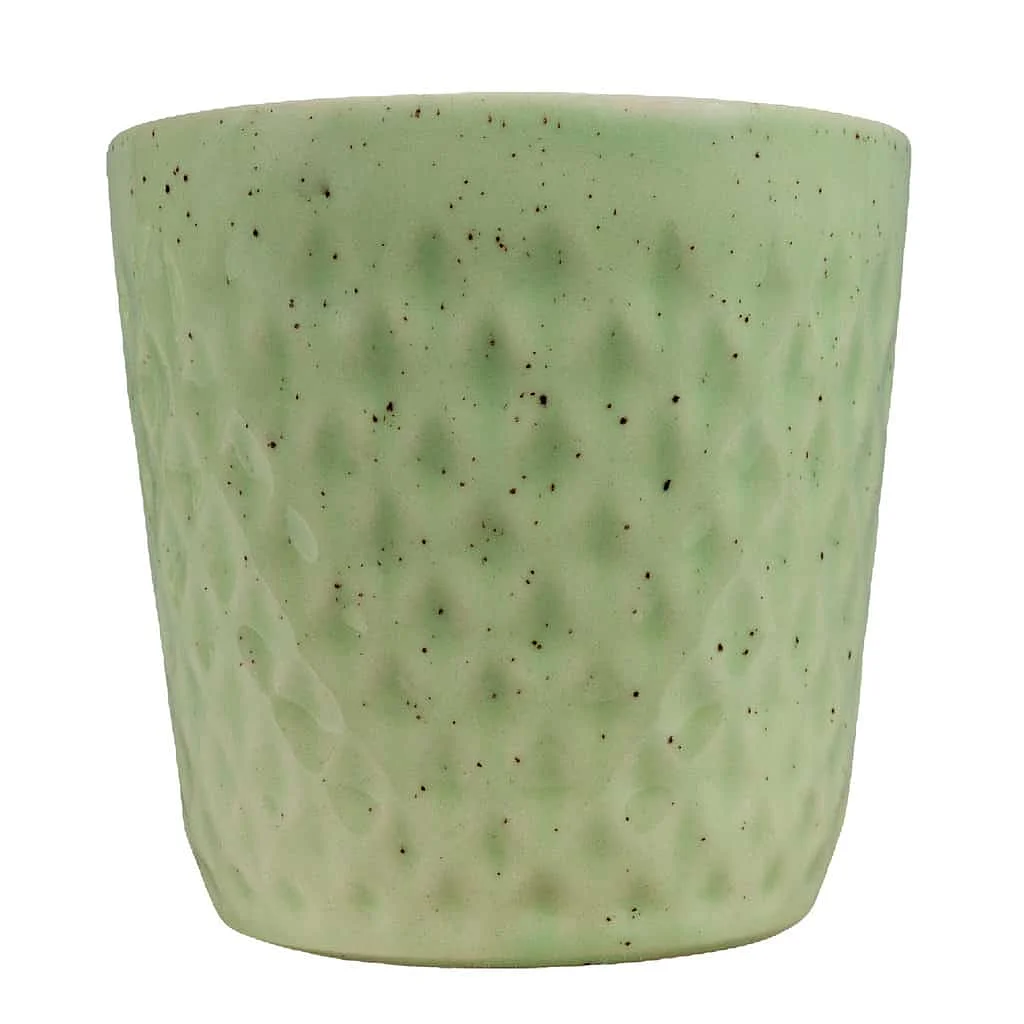 Zsálya zöld edény domborműves rombusszal, 12 cm - Master