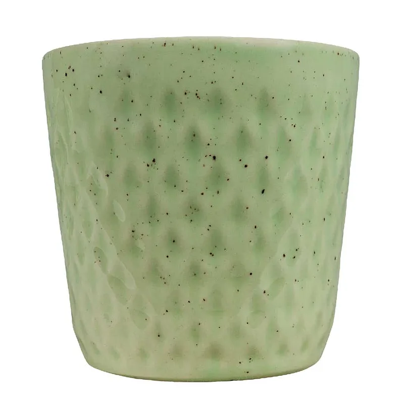 Zsálya zöld edény domborműves rombusszal, 12 cm - Master