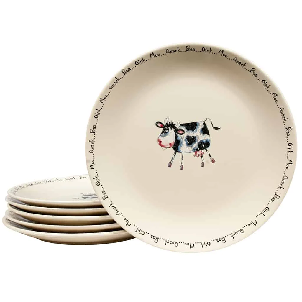 Set 6 farfurii plate Crem Ivoire cu decor gol, 26 cm - Master