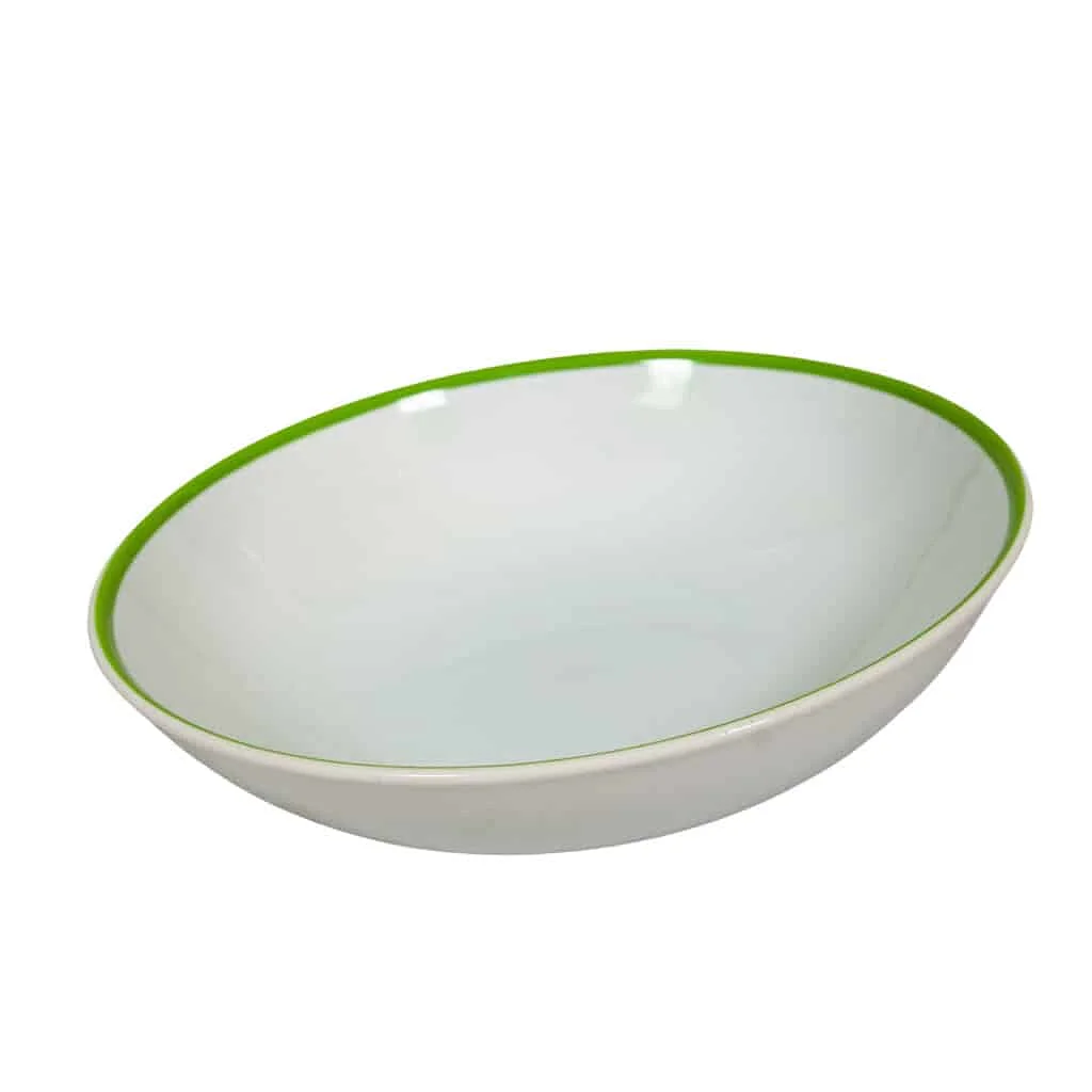 Deep plate with green line on rim, 21 cm, Arctic White - Master