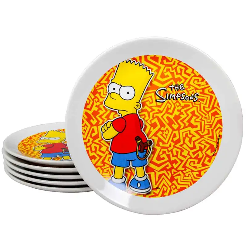 Set 6 farfurii de desert Arctic White cu decor Simpsons, 20 cm - Master