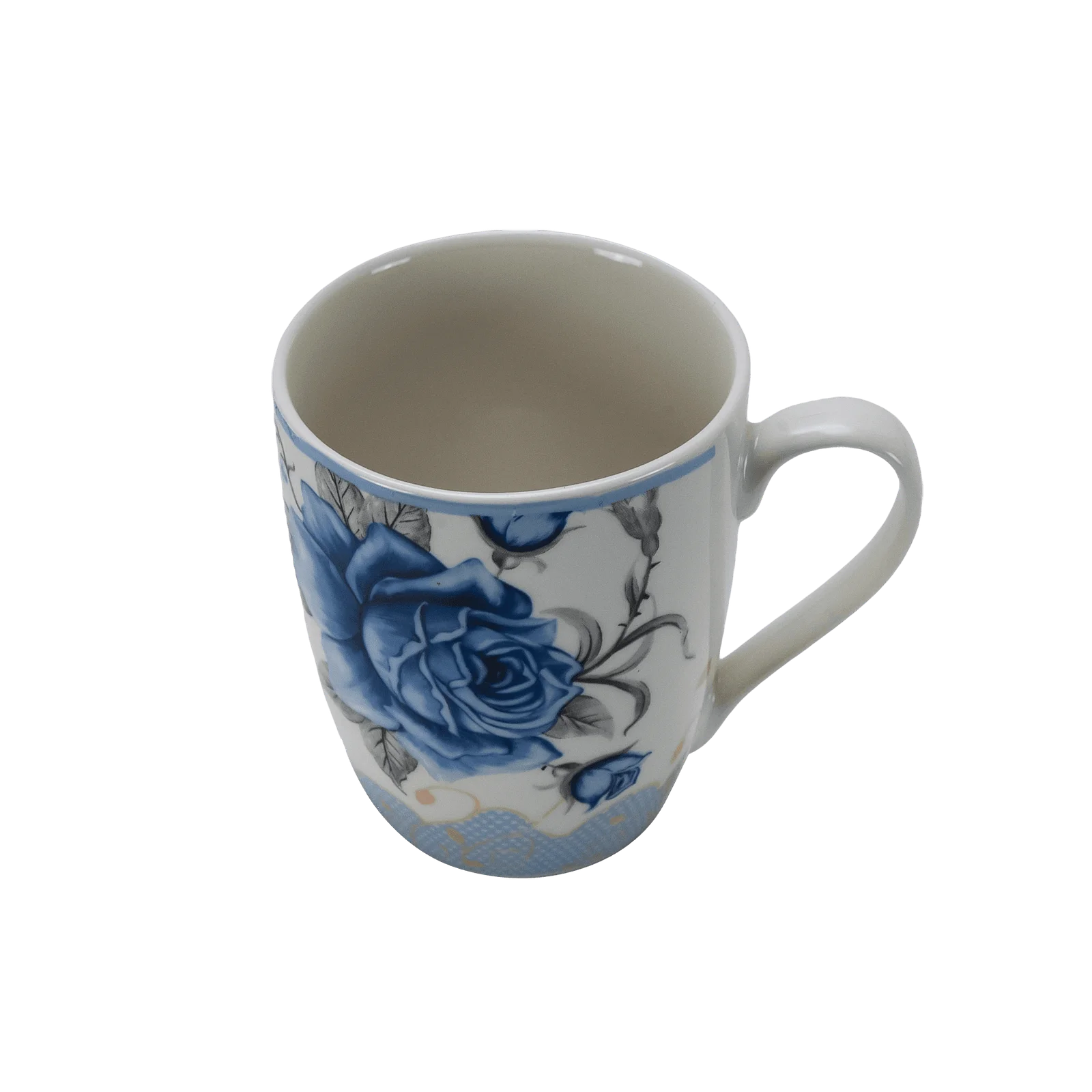 Becher 280 ml Weiß mit blauer Rose - Master