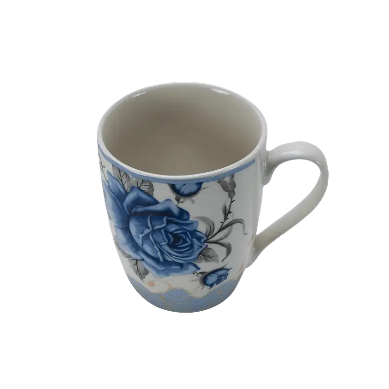Cana 280 ml Alb cu trandafir albastru - Master