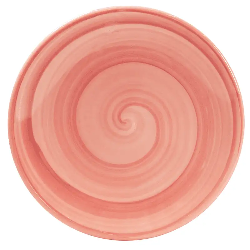 Set mit 6 Desserttellern 20 cm, pudriges Rosa mit dunkelrosa Spirale - Master