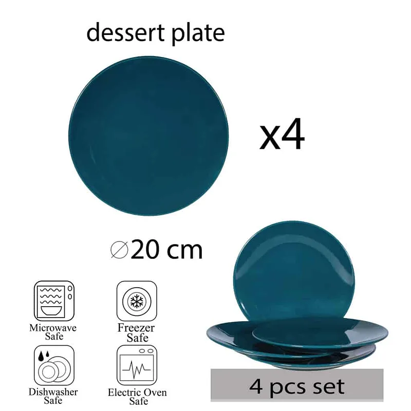 Delicii culinare cu Set de 4 farfurii de desert Turcoaz Inchis - Master