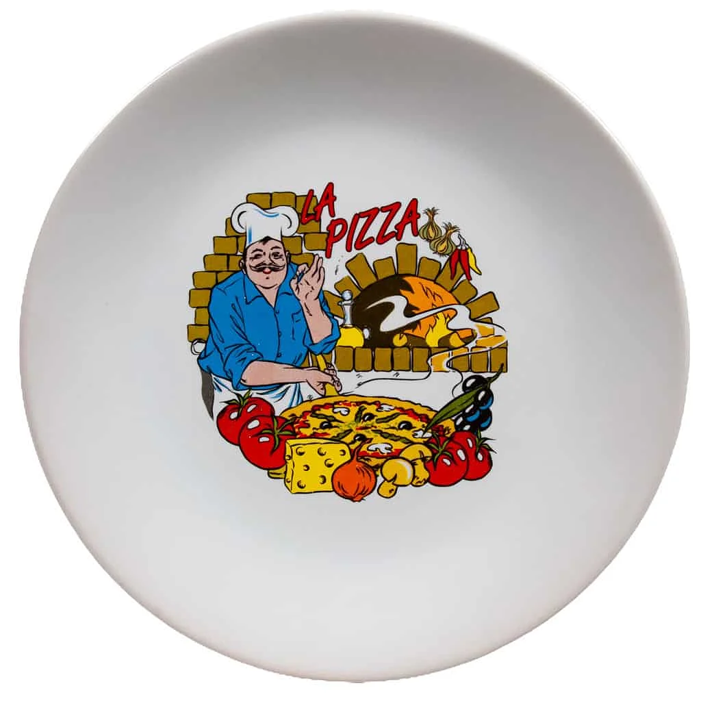 Farfurie de desert cu decor pizzar, 19,5 cm, Alb Pur - Master