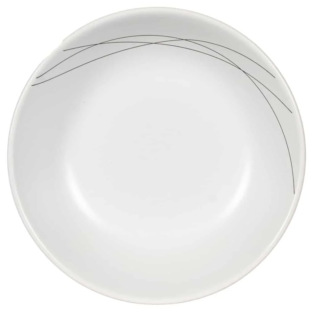 Farfurie adanca 21 cm alb arctic cu linii abstracte - Master