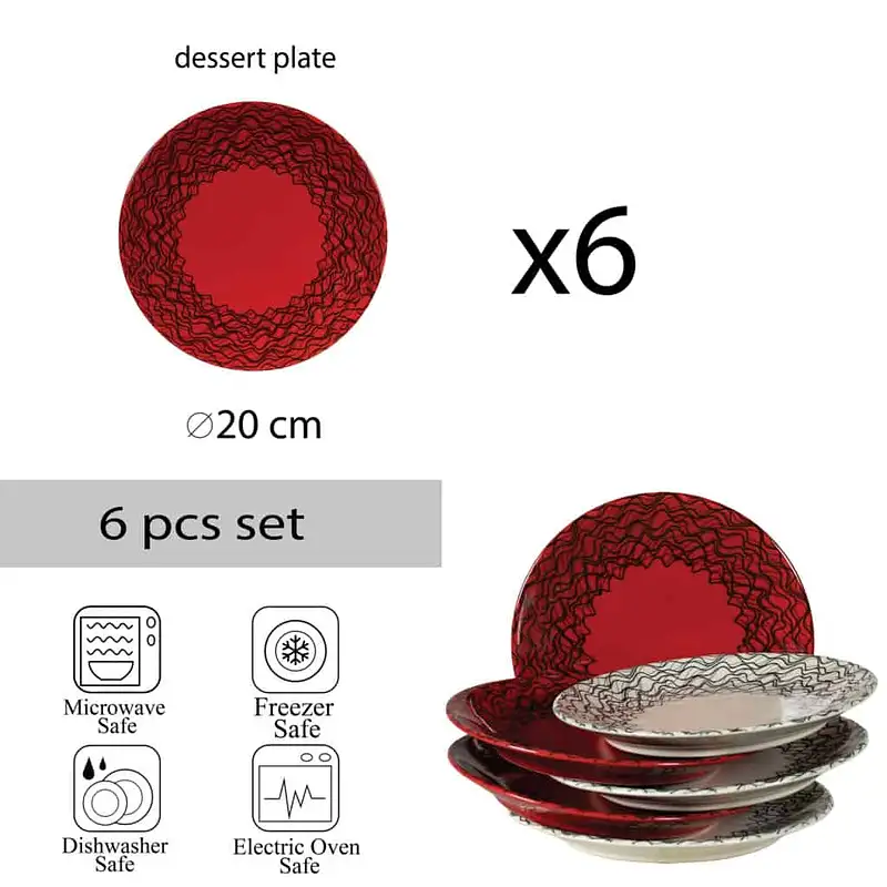 Desserts in Eleganz: Set 6 Teller creme/rot! - Master