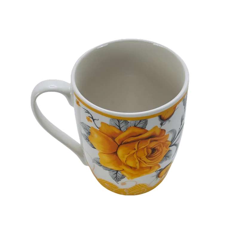 Cana cu trandafir galben, 280 ml, Alb - Master
