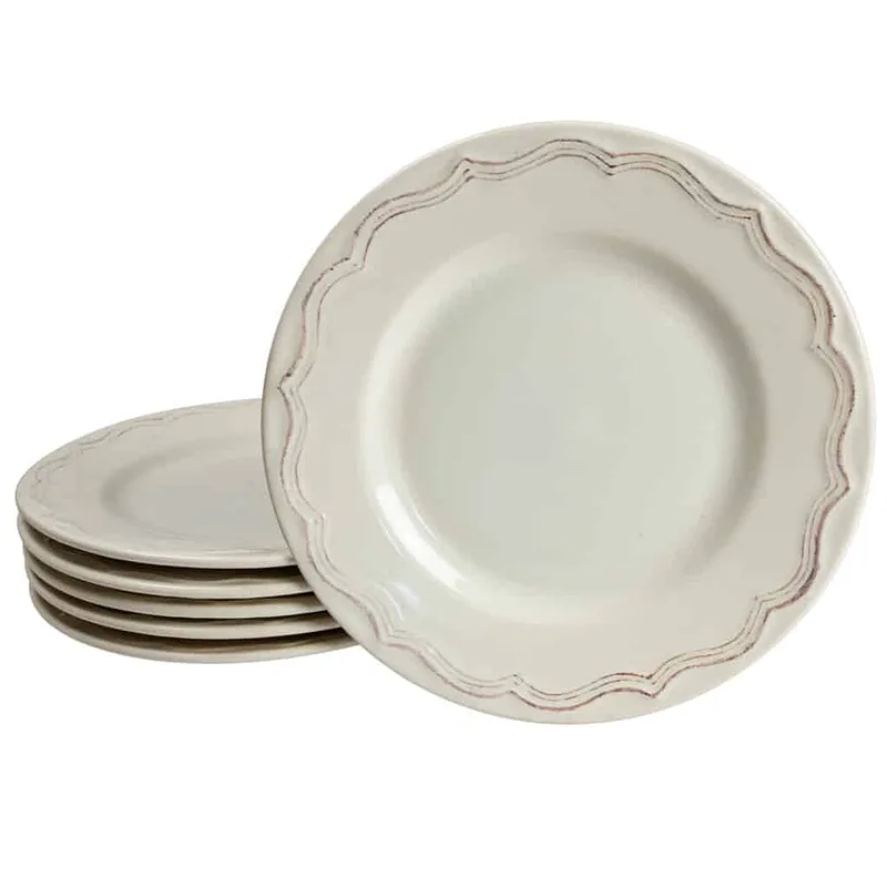 Set 6 Dessertteller, Randmuster, Ø 20 cm, Cream Ivoire Vintage - Master