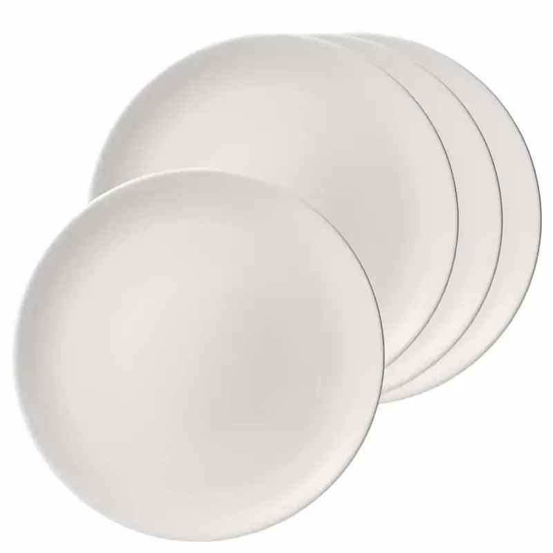 Eleganță Minimalistă: Set 4 Farfurii Intinse Alb Mat - Master