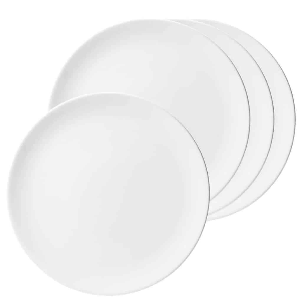 Set of 4 Flat Plates, 26 cm, Glossy White - Master