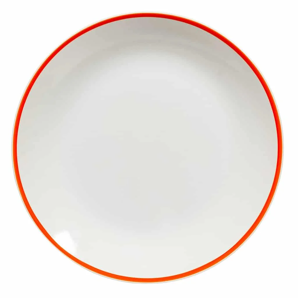 Farfurie plat, 26 cm, Pure White cu linie portocalie pe margine - Master