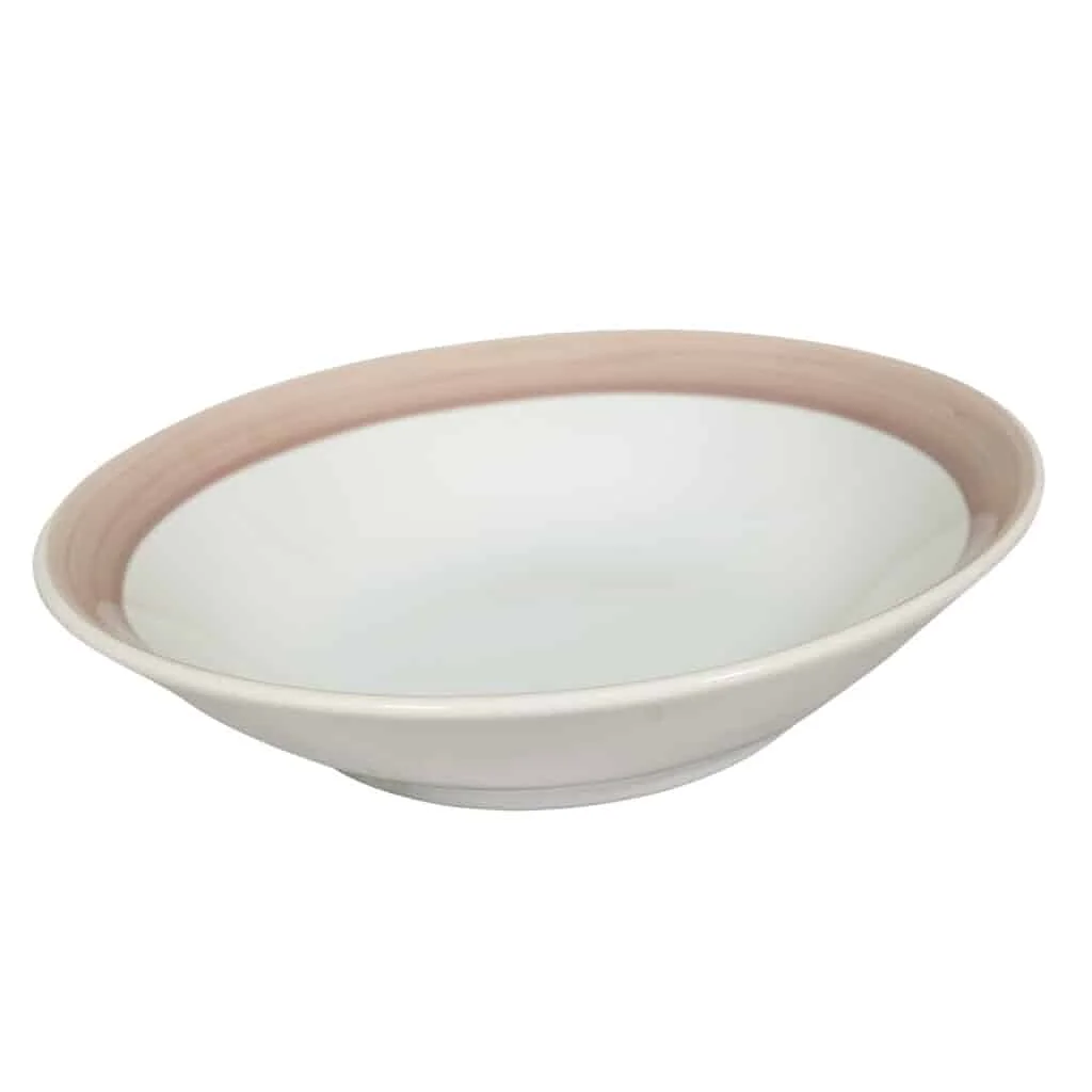 Set de 6 farfurii adânci Arctic White cu bandă maro - Master