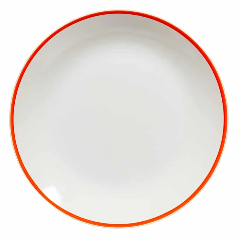 Lapos tányér, 26 cm, Pure White, narancssárga vonallal a szélén - Master