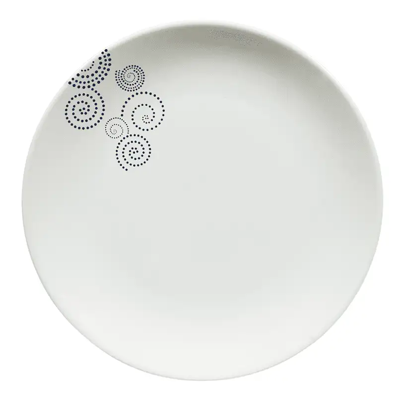 Arctic white extended plate with black dotted spiral lines, 26 cm - Master