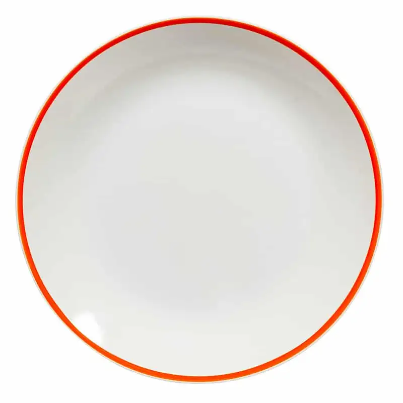 Lapos tányér, 26 cm, Pure White, narancssárga vonallal a szélén - Master