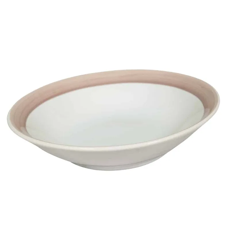 Set de 6 farfurii adânci Arctic White cu bandă maro - Master
