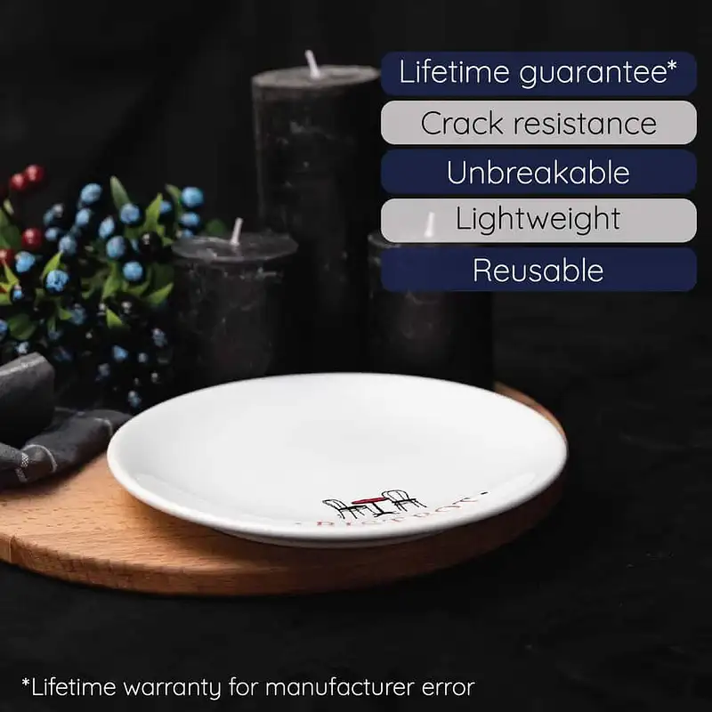 White decorated dessert plate 20 cm - Master