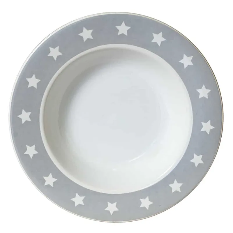 Βαθύ πιάτο Arctic White με διακόσμηση Grey Band με αστέρια, 22 cm - Master
