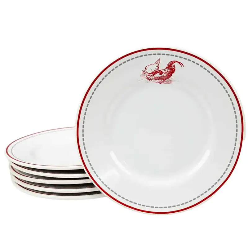 Σετ με 6 πιάτα γλυκού Pure White διακοσμημένα με Birds, 20 cm - Master