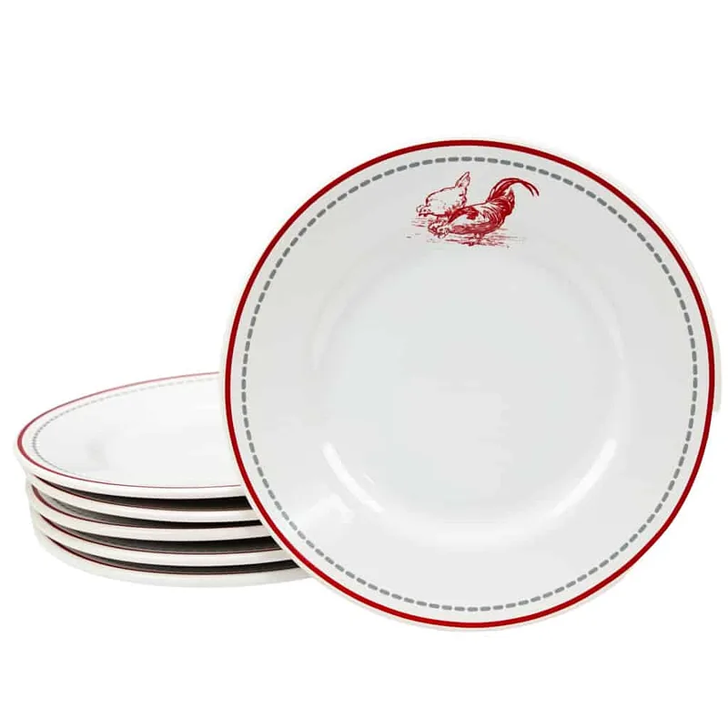 Σετ με 6 πιάτα γλυκού Pure White διακοσμημένα με Birds, 20 cm - Master