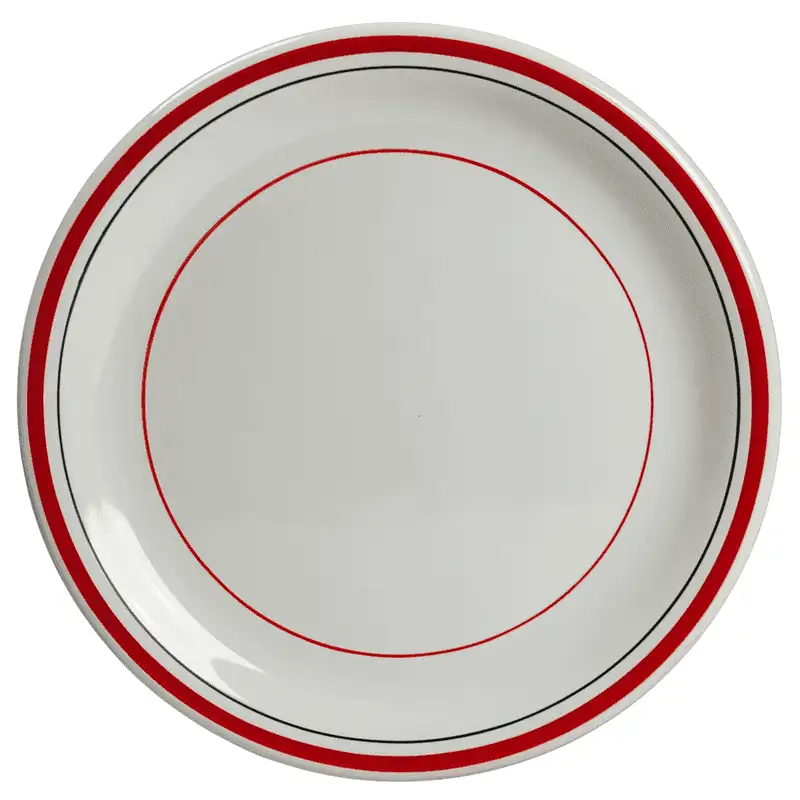 Farfurie de desert Pure White decorata cu cercuri rosii si negre, 20 cm - Master