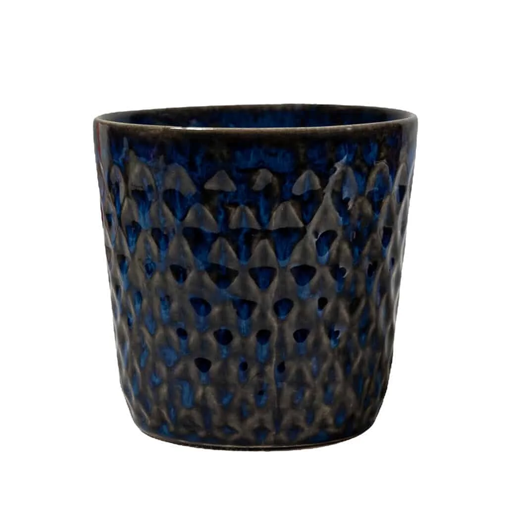Ανάγλυφο διαμαντένιο δοχείο 12 cm, Dark Blue Reac. - Master