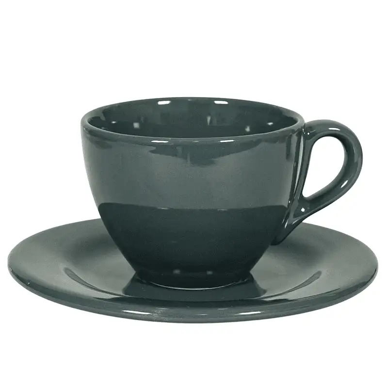 Φλιτζάνι με πιατάκι για καφέ Dark Grey, 160 ml - Master