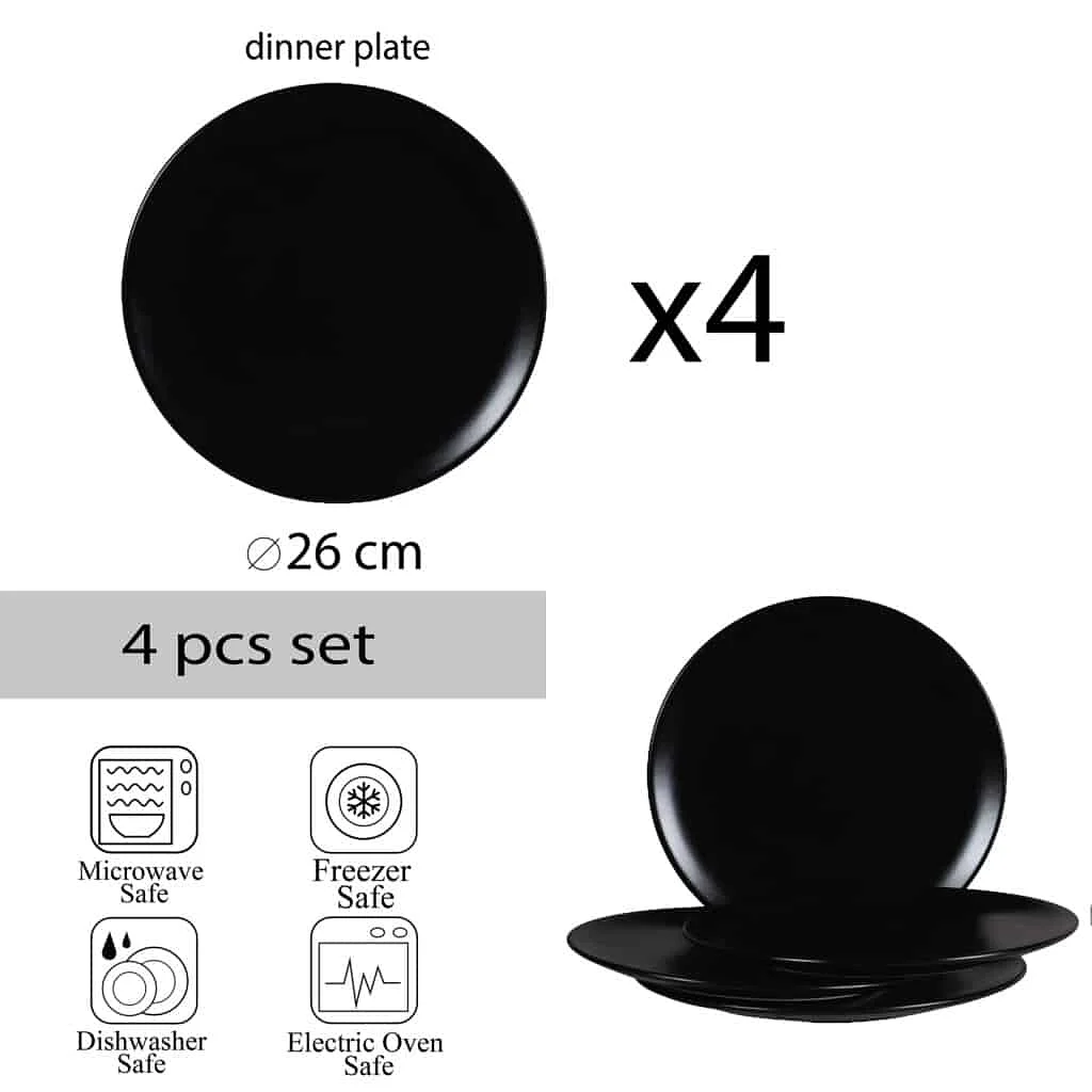 Set cu 4 farfurii intinse: Rafinament în Culorile Negru Mat - Master