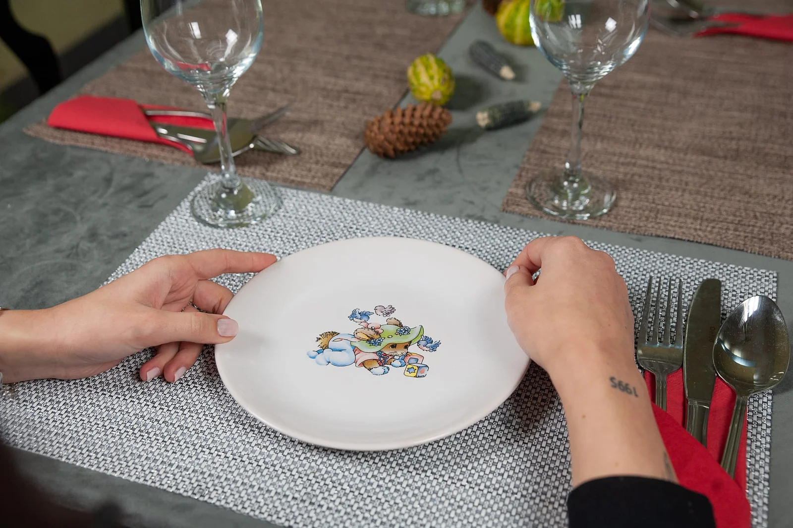 Dessertteller mit Mauswürfeldekor, 19,5 cm, Pure White - Master