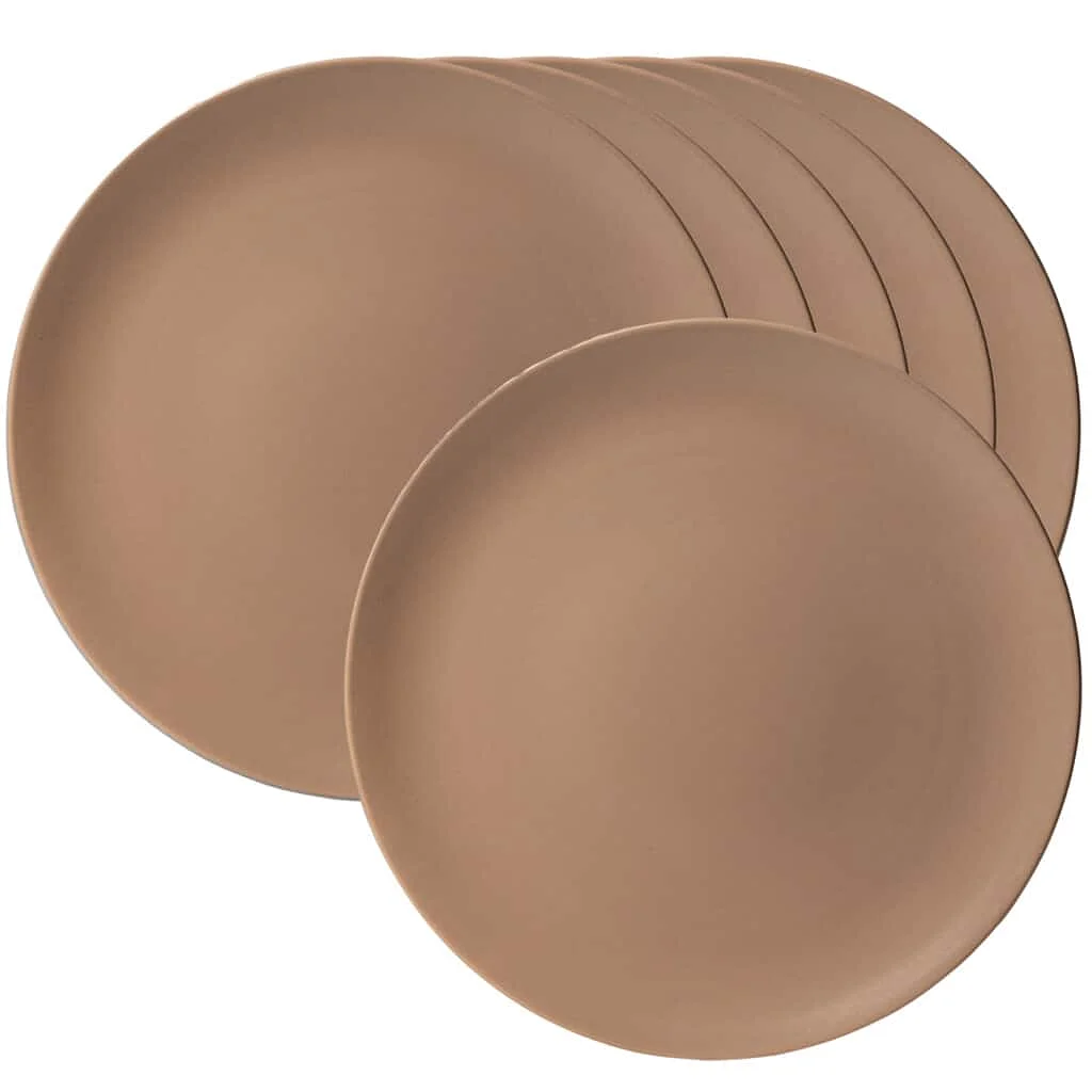 Matte Elegance: Set 6 flache Teller Creme Latte - Master