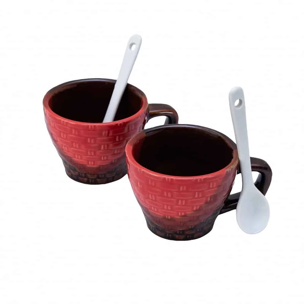 Комплект от 2 чаши с лъжица 70 ml Brown/Red - Master