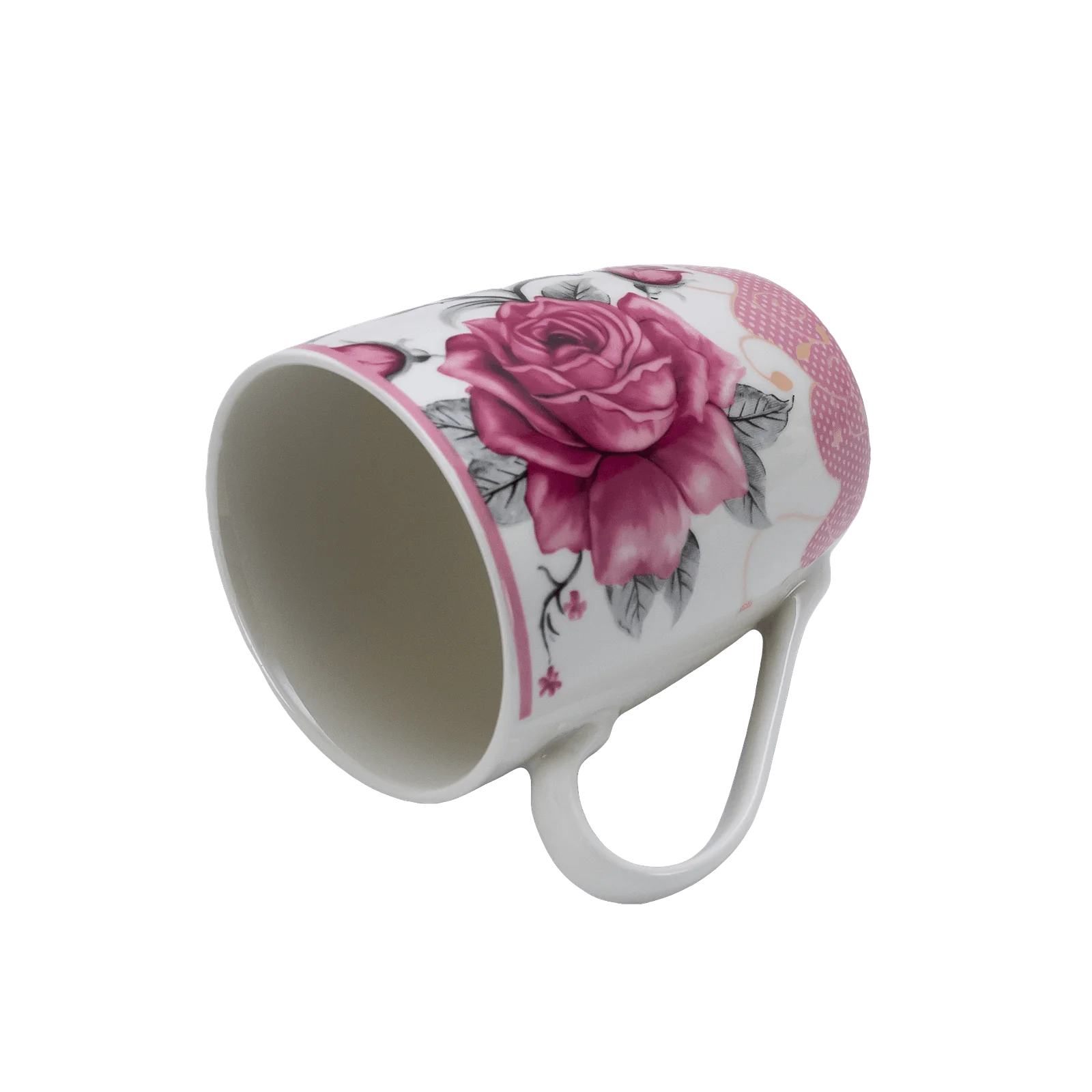 Weiße Tasse mit rosa Rose, 280 ml - Master