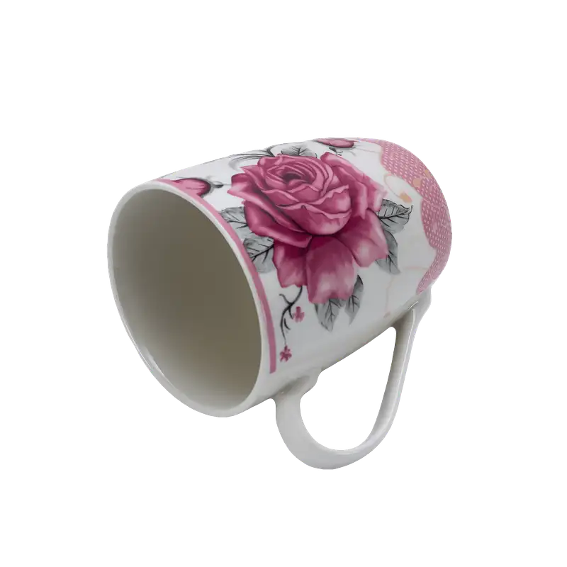 Weiße Tasse mit rosa Rose, 280 ml - Master