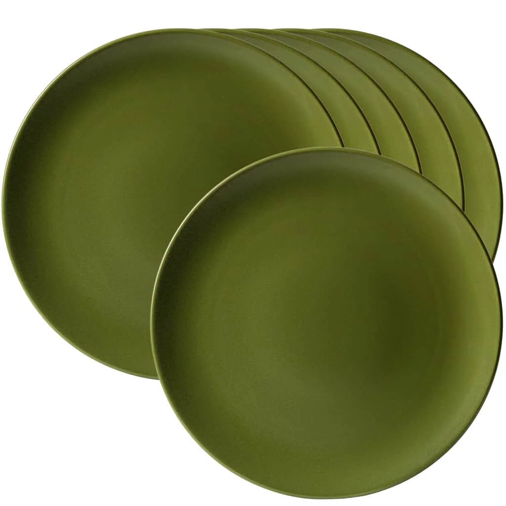 Set 6 farfurii intinse 27 cm, Verde Masliniu Mat - Master