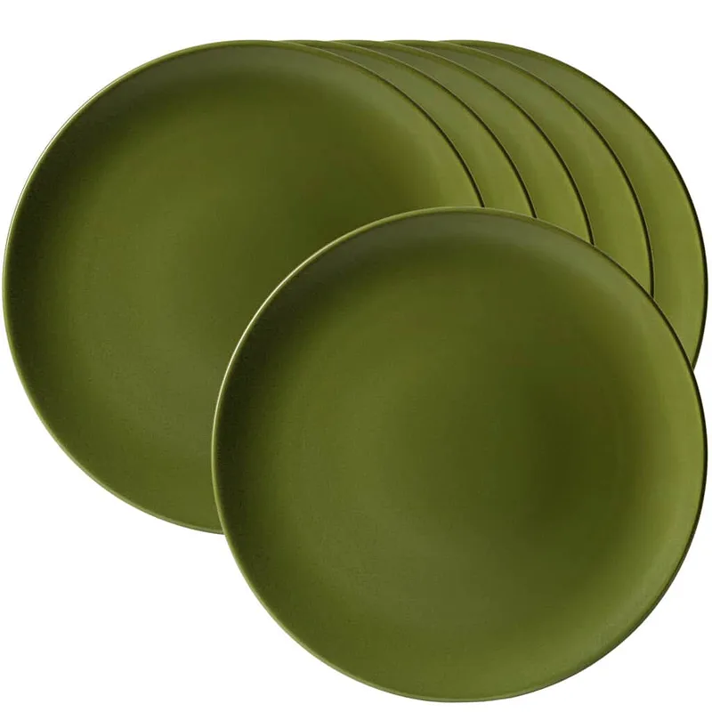 Set 6 farfurii intinse 27 cm, Verde Masliniu Mat - Master