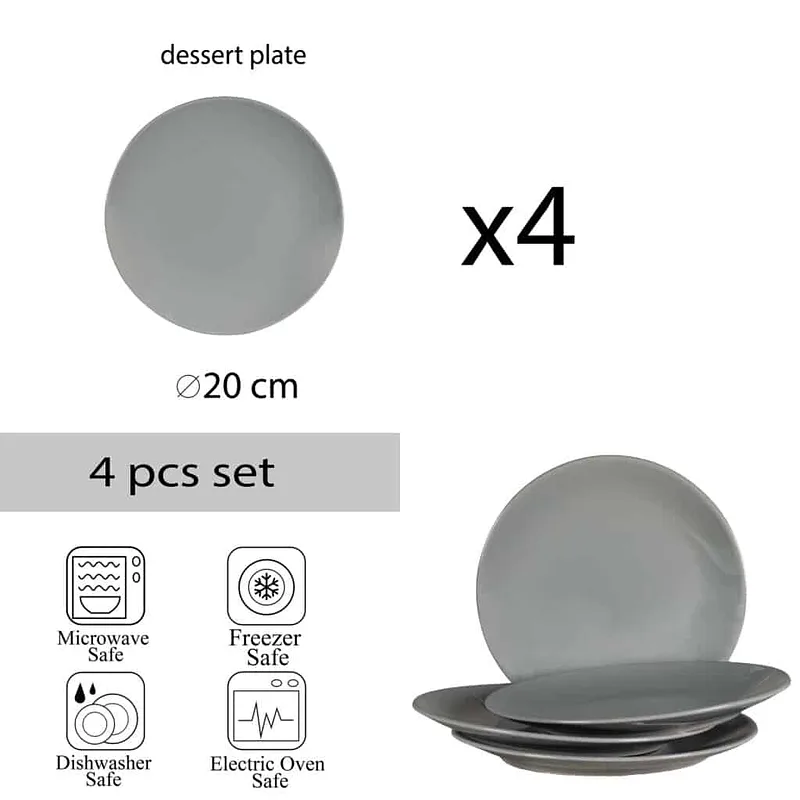 4db desszerttányér készlet Szürke 20 cm: Elegancia minden ízben - Master