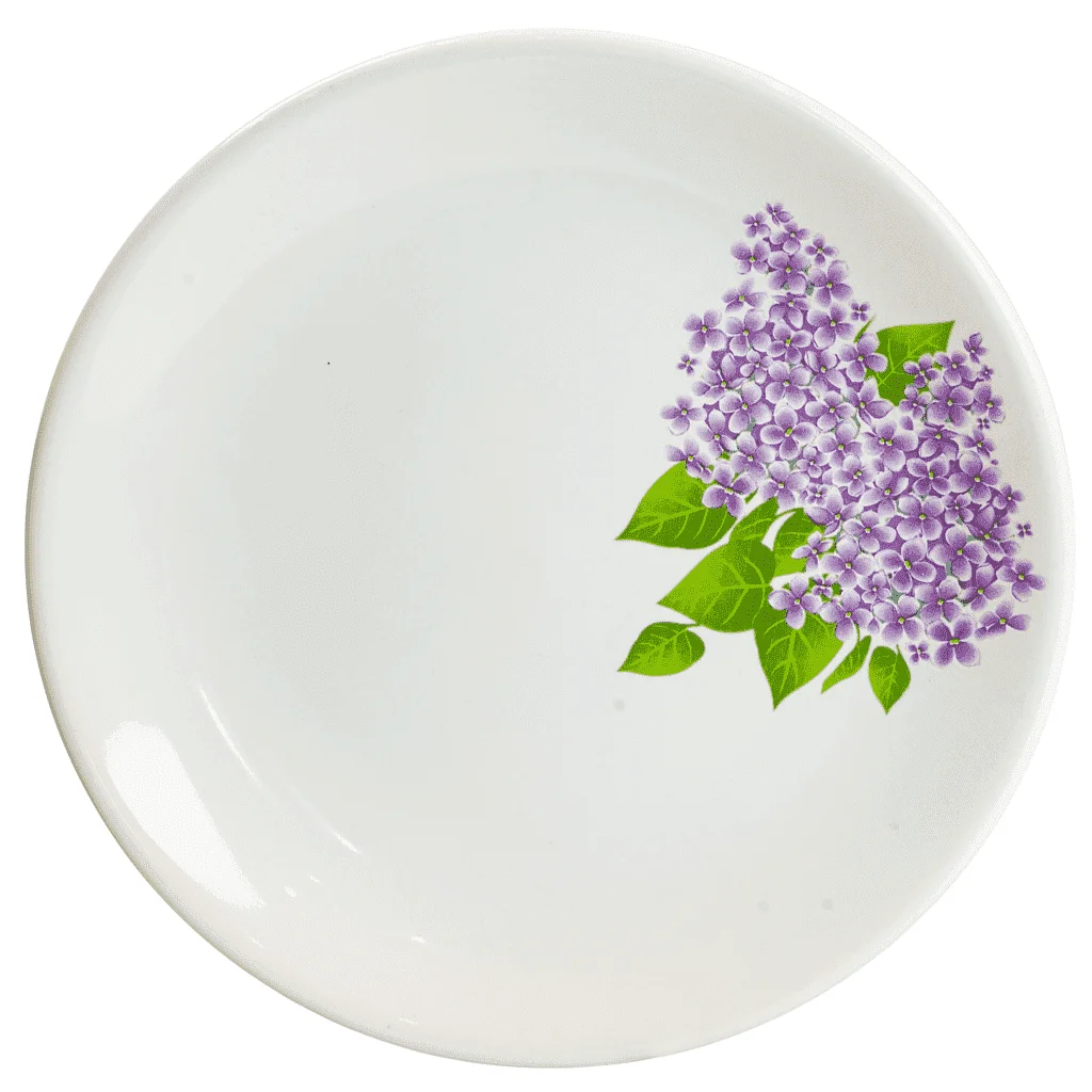 Farfurie de desert decorata cu liliac mov, diametru 20 cm, Alb Pur - Master