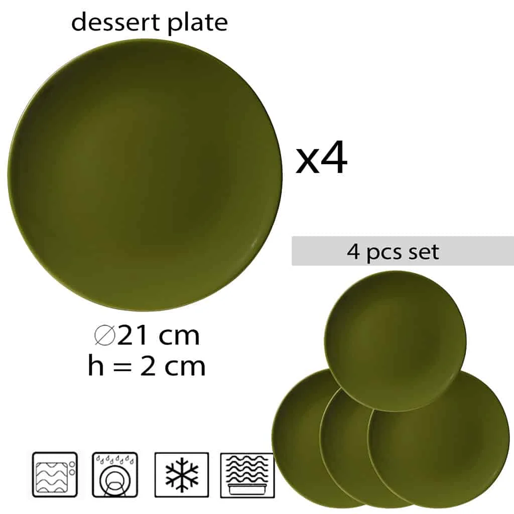 Set of 4 dessert plates with glossy green style! - Master