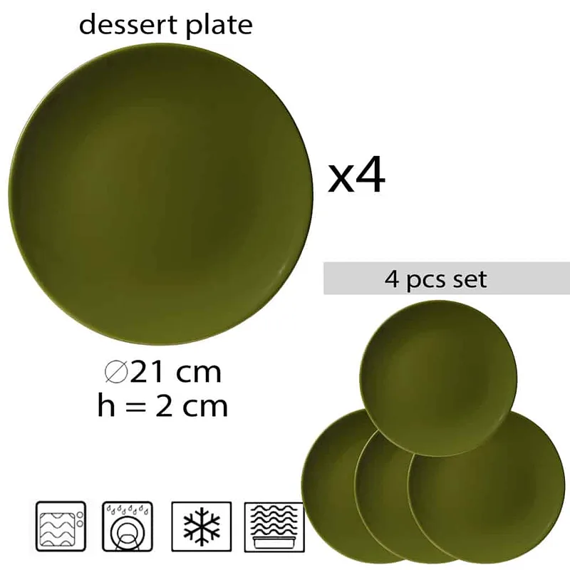 Set mit 4 Desserttellern im glänzenden Grünstil! - Master