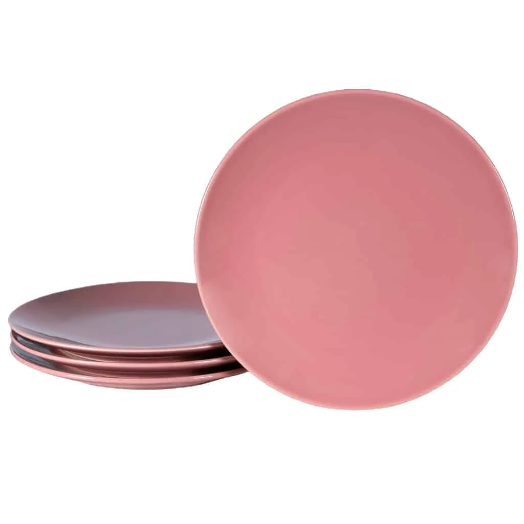 Set of 4 Pink Glossy dessert plates, 20 cm - Master