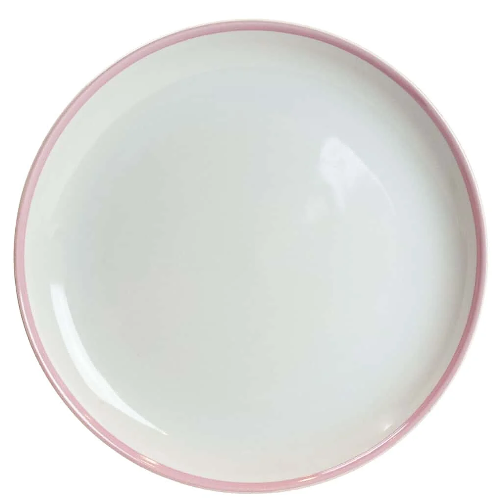 Dessert plate modern design, pink edge, Ø 21 cm, pure white - Master