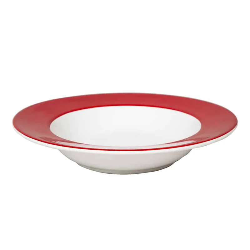 Suppenteller Arctic White mit rotem Banddekor, 22 cm - Master