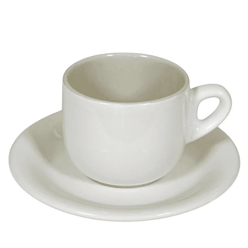 Tasse mit Untertasse Weiß mit grauem Innenraum, 220 ml - Master