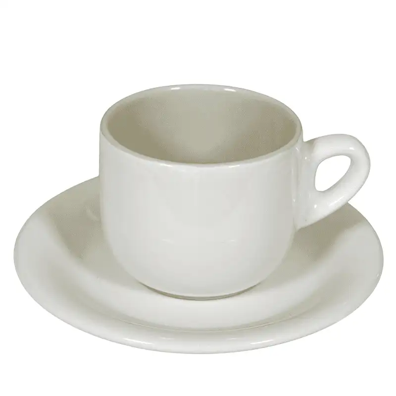 Tasse mit Untertasse Weiß mit grauem Innenraum, 220 ml - Master