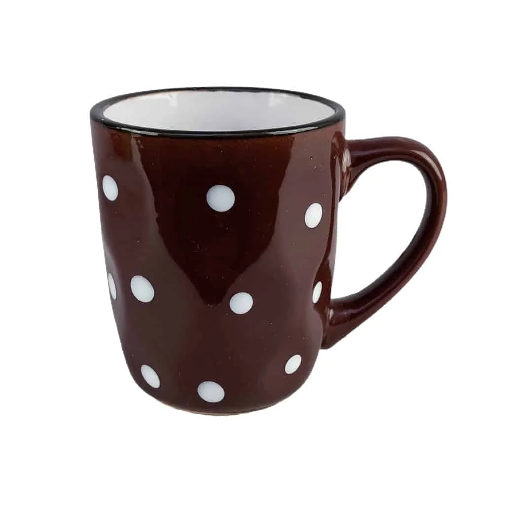 Dunkelbraune Tasse, 200 ml, mit weißen Punkten - Master