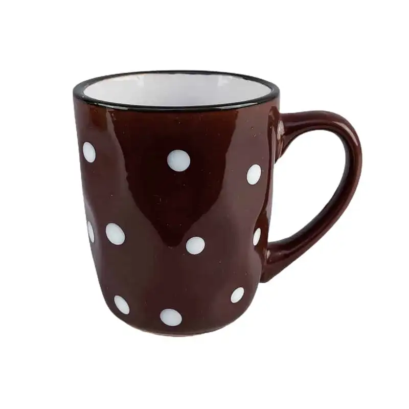 Dunkelbraune Tasse, 200 ml, mit weißen Punkten - Master