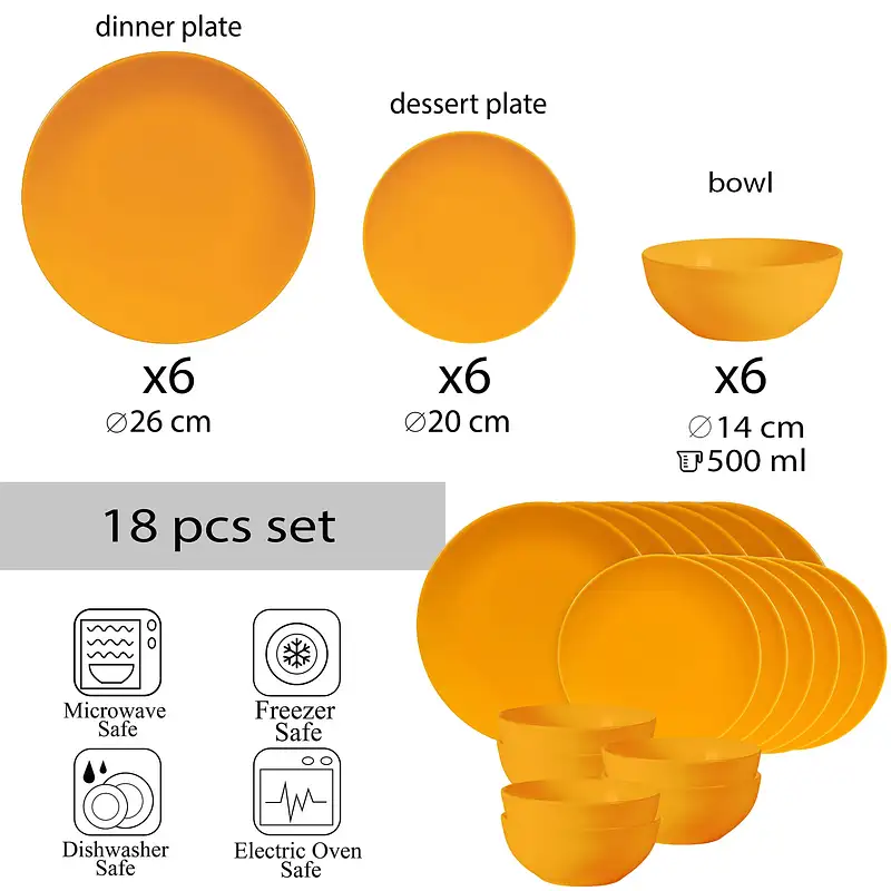 Комплект чинии 18 части, 6 души, Sun, Cesiro, Lucious Yellow - Master