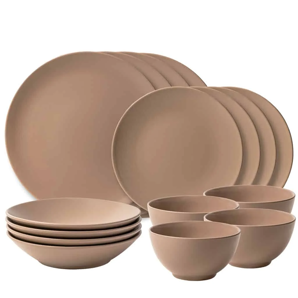 16-Piece Plate Set, for 4 Persons, Latte, Matte Cream - Master